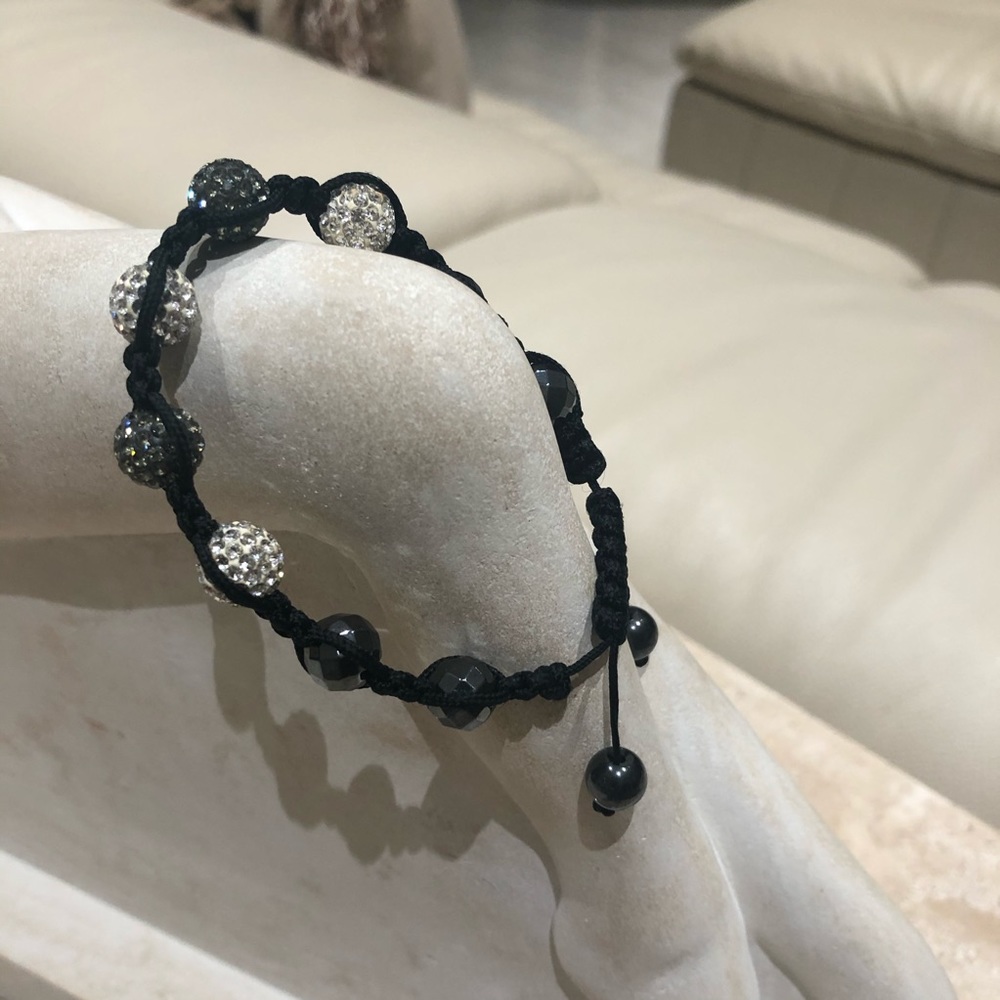Corded adjustable bracelet with Swarovski crystals